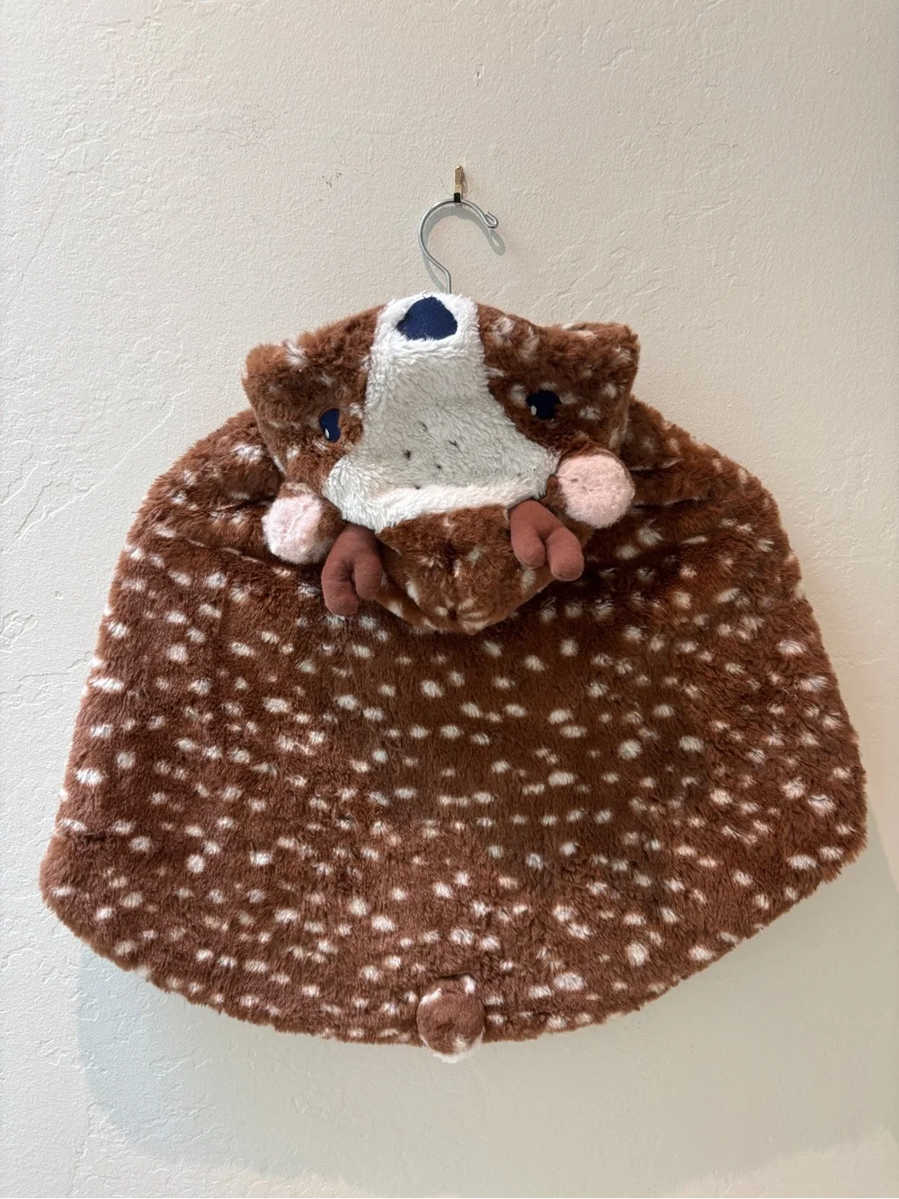 Mini Boden Brown Spotted Deer Hooded Faux Fur Dress Cape